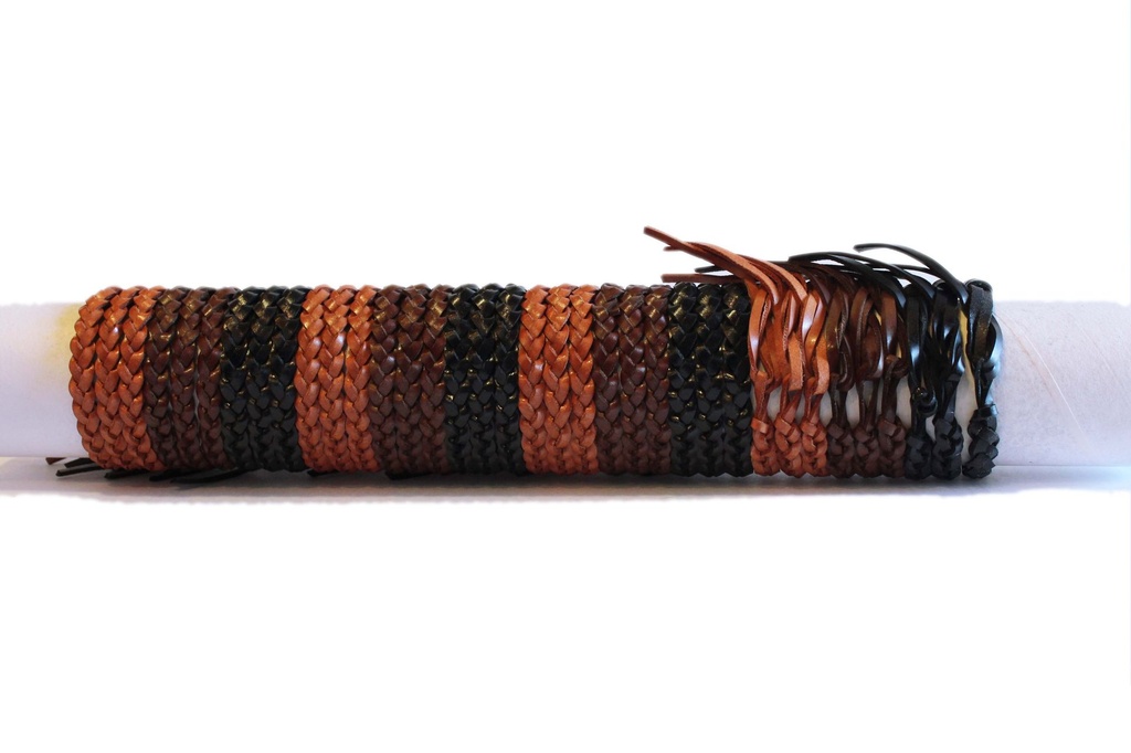 BRACCIALE CUOIO TRECCE 