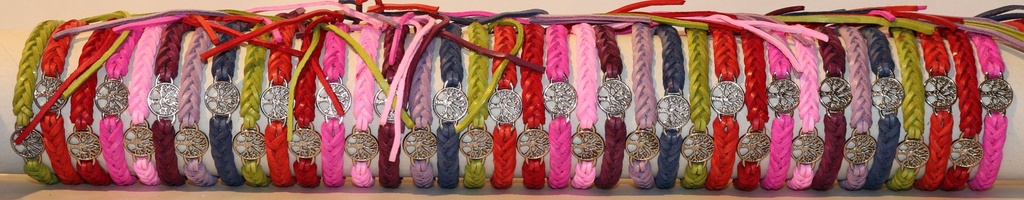 BRACCIALE CUOIO TRECCE ALBERO DELLA VITA COL.ASS. 