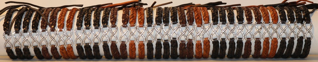 BRACCIALE CUOIO TRECCE INFINITO STRASS MARR. 