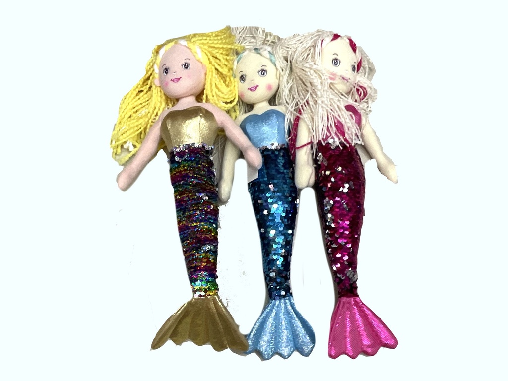 BAMBOLA STOFFA SIRENA C.ASS C/PAIETTES CM30-CF6PZ 