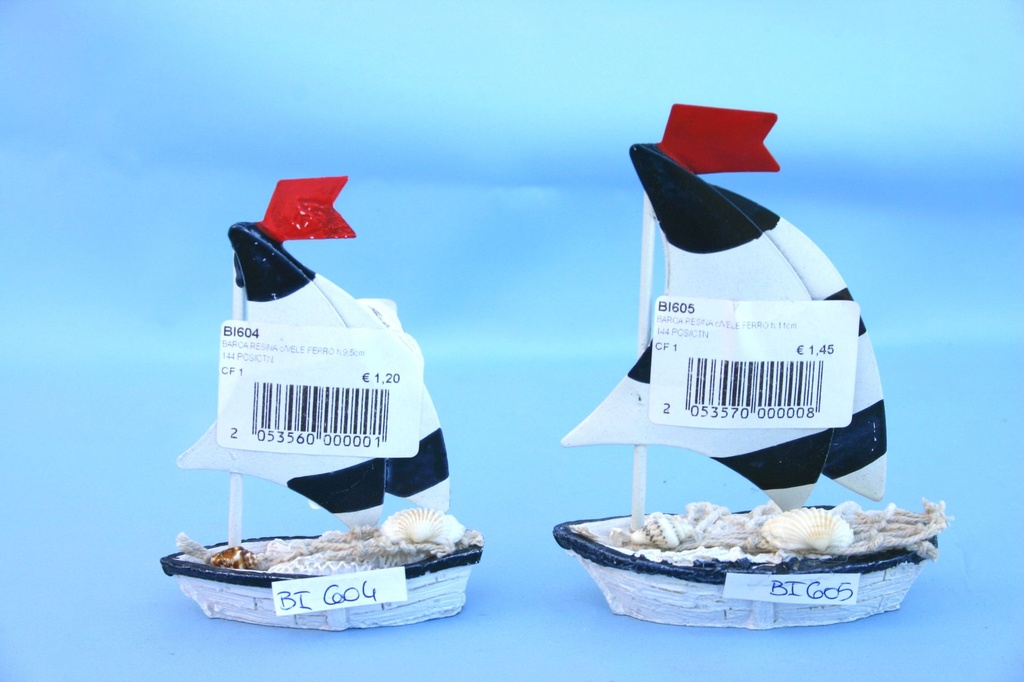 BARCA RESINA c/VELE FERRO h.9,5cm 