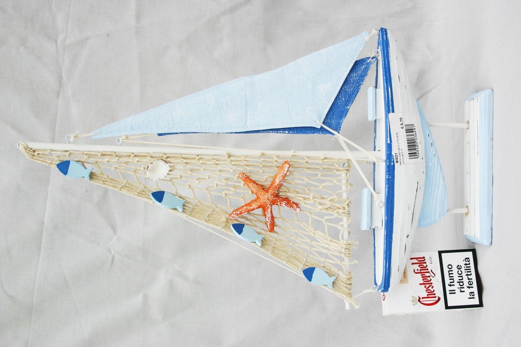 BARCA LEGNO C/RETE E STELLA REISNA 42.5x24x5 