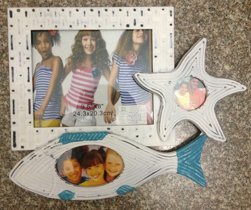 PORTAFOTO LEGNO BIANCO BLU C/STELLA 