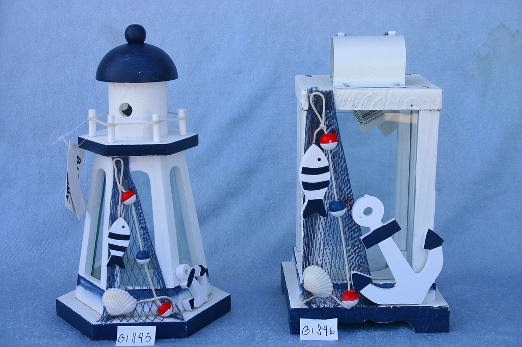 LANTERNA LEGNO BIANCO/BLU 