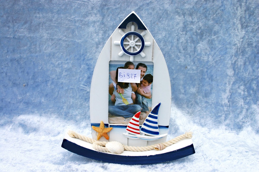 BARCA LEGNO PORTAFOTO DONDOLO CM 18*16 