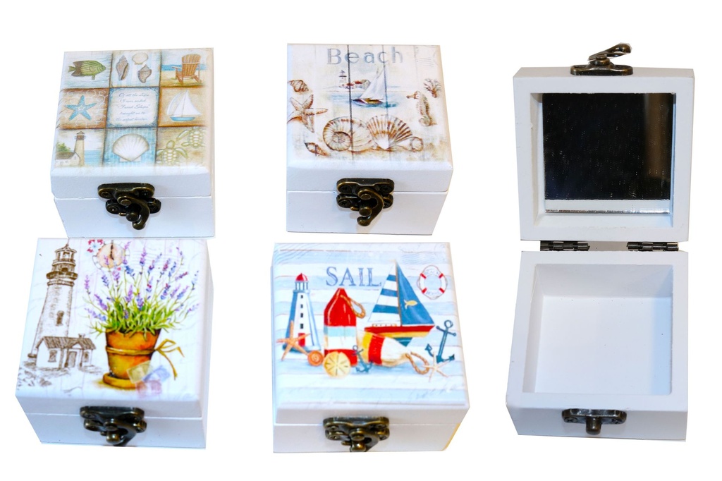 SCATOLE LEGNO E METALLO 4 MOD 6.5*6.5 CM 