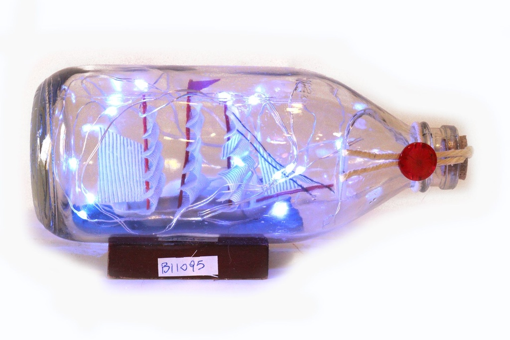 BOTTIGLIA VETRO C/BARCA LUCE 7*18 CM 