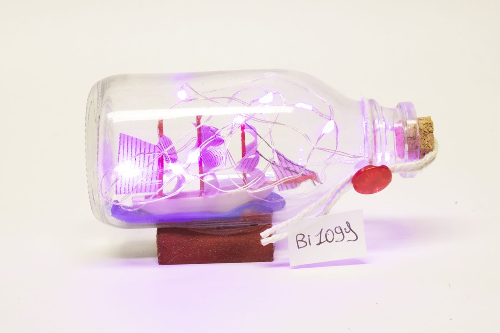 BOTTIGLIA VETRO C/BARCA LUCE CM 11*5.5 