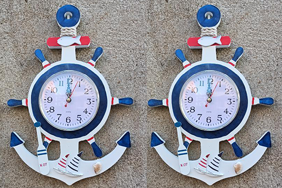 ANCORA LEGNO CON TIMONE/OROLOGIO 