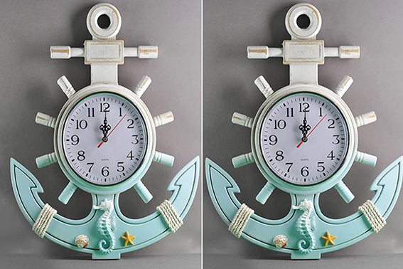 ANCORA LEGNO CON TIMONE/OROLOGIO 