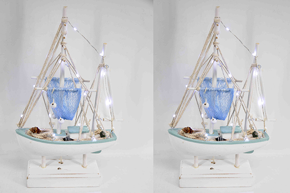 BARCA A VELA LEGNO CON LED 