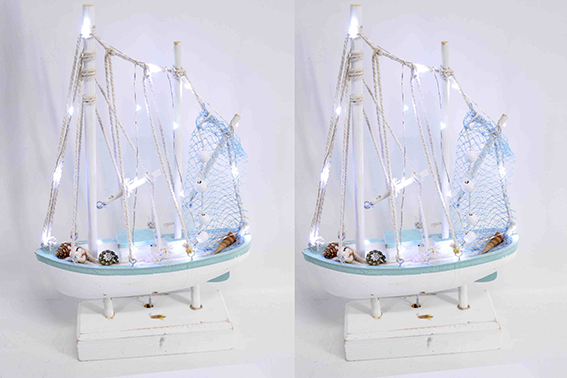 BARCA A VELA LEGNO CON LED 