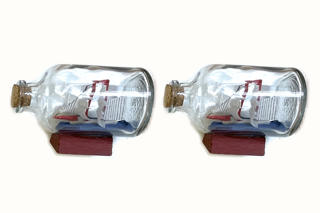 BOTTIGLIETTE VETRO C/BARCA  7*4CM 