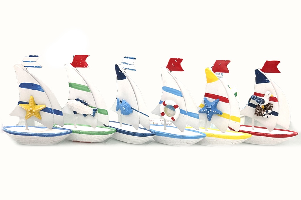 BARCHE LEGNO C/VELA 8 CM COLORI ASS.TI 