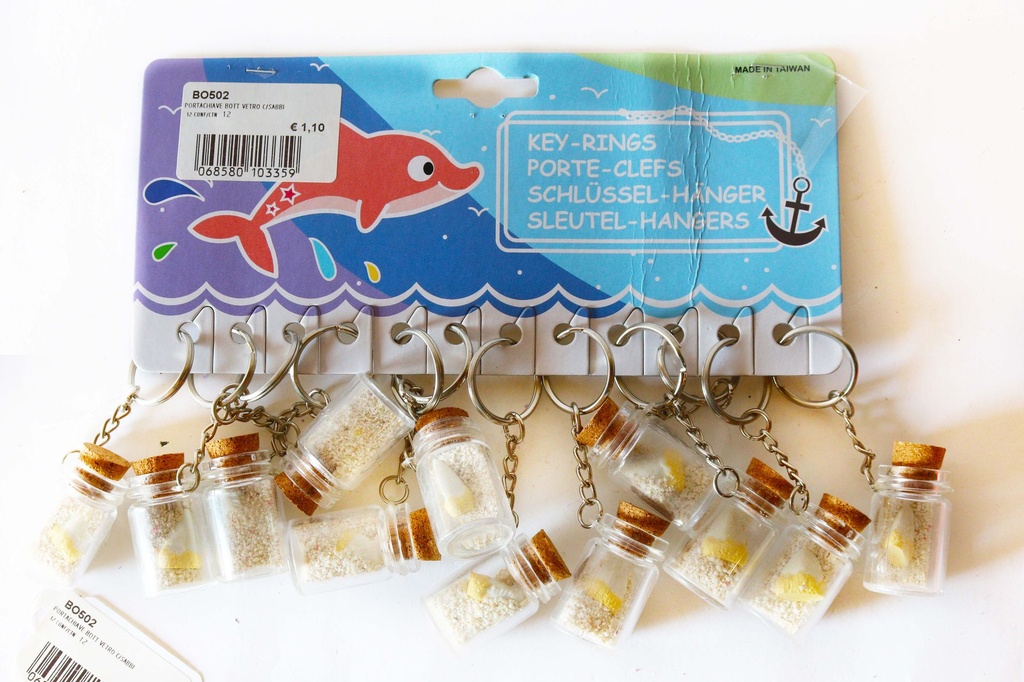 PORTACHIAVE BOTT VETRO C/SABBIA E DENTE SQUALO 