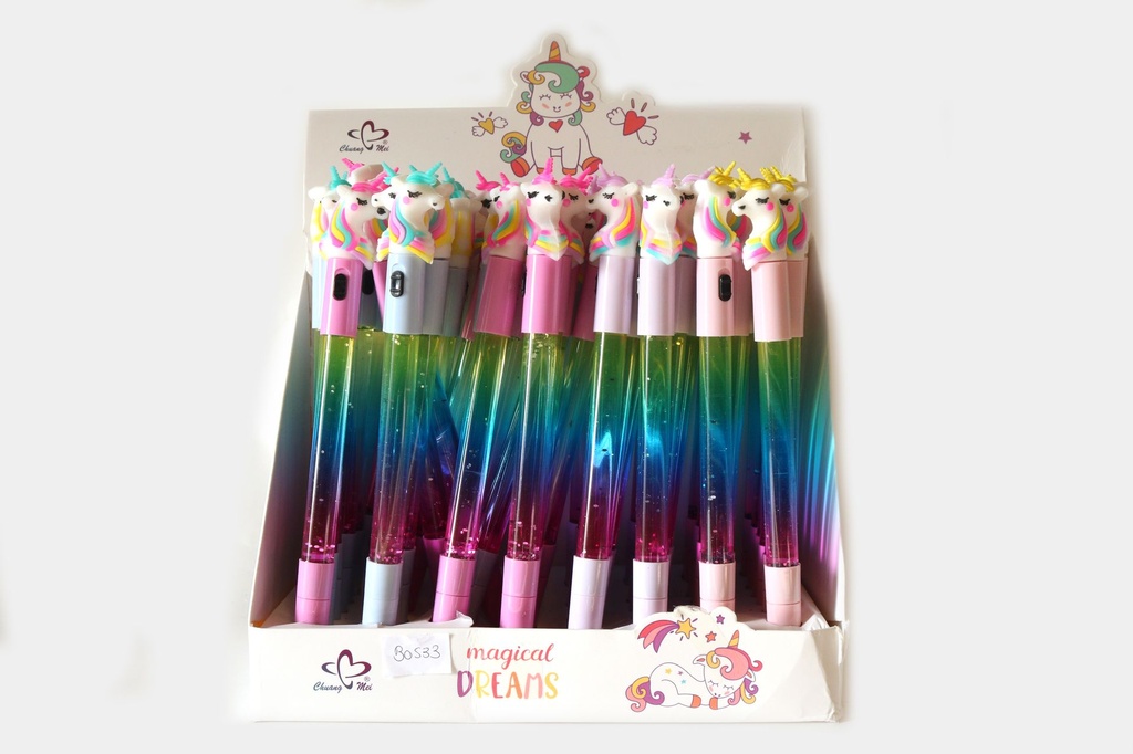 PENNA GOMMA UNICORNO C/LUCE 4 COL 