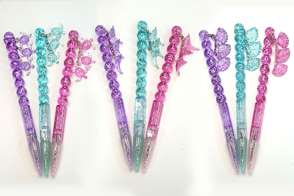 PENNA ACRILICO GLITTER CON CHARMS ASS 