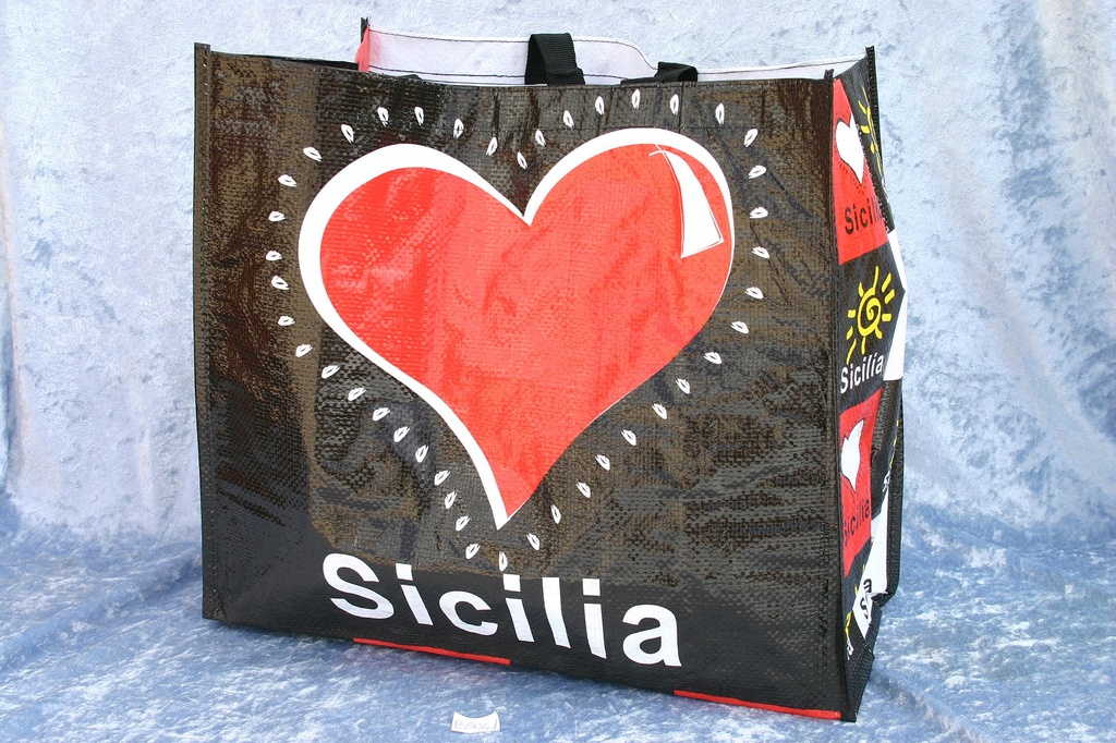 BORSA POLIPROP. INTRECCIATO I LOVE SICILIA 