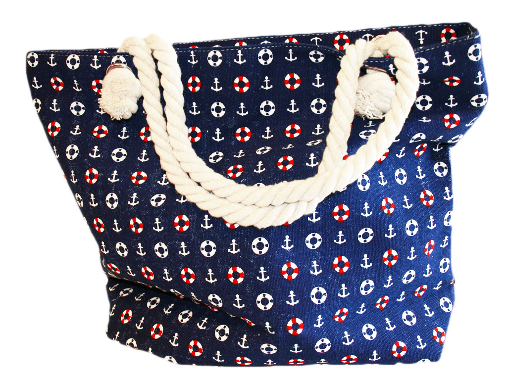 BORSA STOFFA ANCORA SALVAGENTE BLU 40*35*12 CM