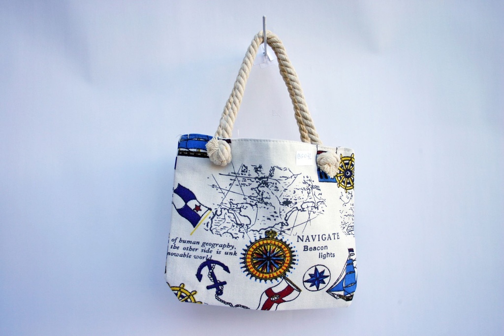 BORSA STOFFA DECORI MARINI 25*19 CM 