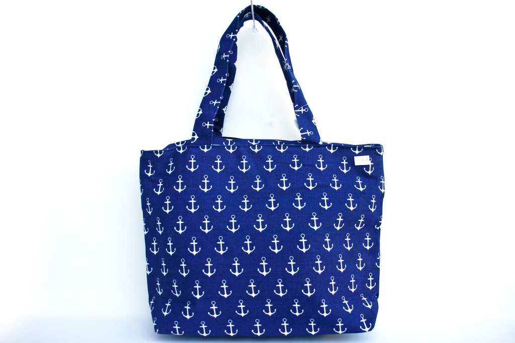 BORSA STOFFA CELESTE C/ANCORA 43*33*10 CM 