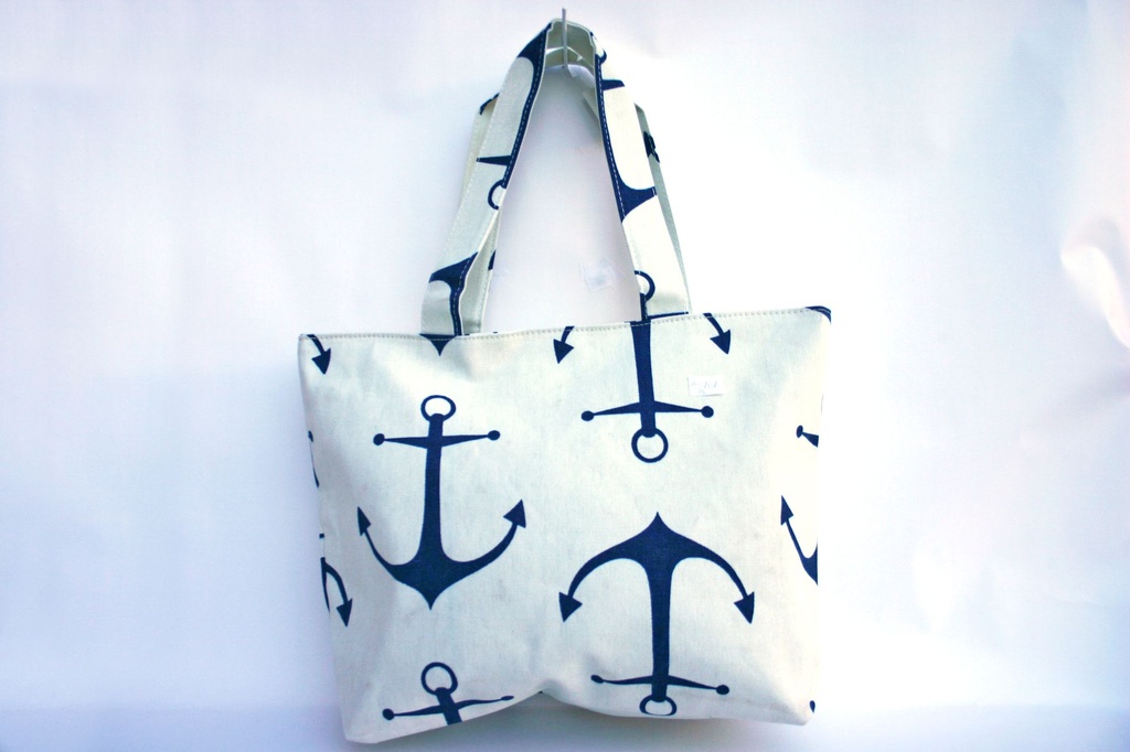 BORSA STOFFA BEIGE C/ANCORA 43*33*10 CM 