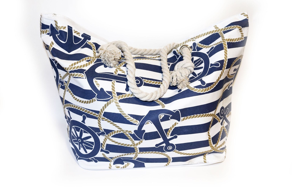 BORSA STOFFA RIGHE DISEGNI MARINI 