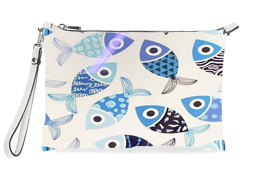 BORSELLO STOFFA 28*20 CM PESCI BLU 