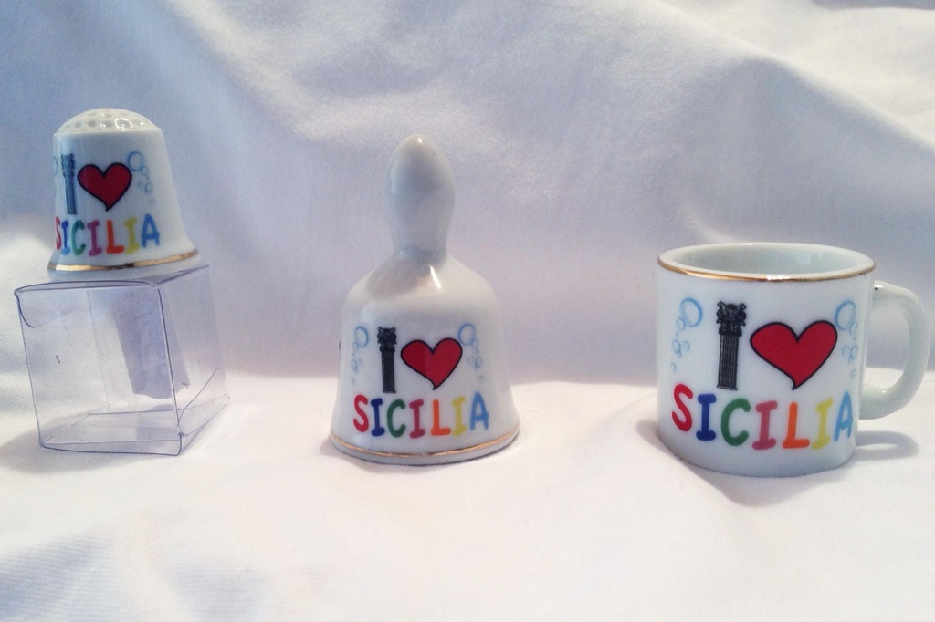 DITALE CERAMICA C/SCATOLA "I LOVE SICILIA" 