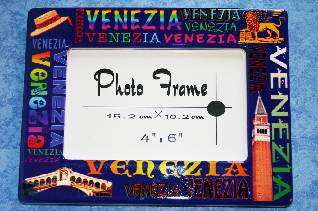PORTAFOTO CERAMICA SCRITTE VENEZIA GRA 