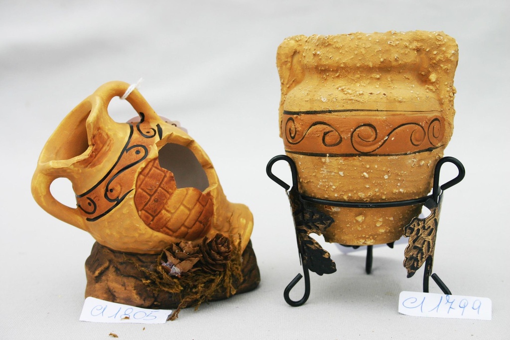 VASETTO CERAMICA MED C/PIEDISTALLO FERRO 