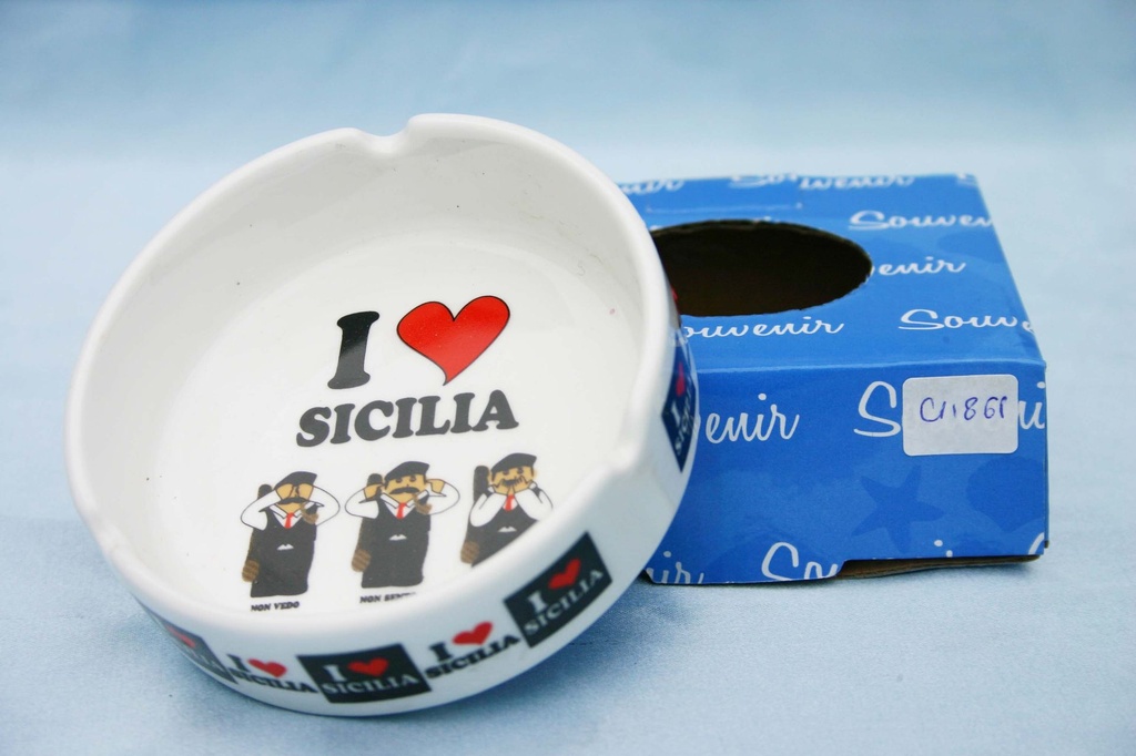 POSACENERE CERAMICA SICILIA "FAMIGLIA" C/SCATOLA 