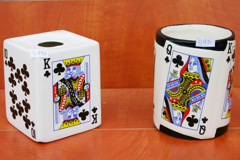 POSACENERE CERAMICA QUADRATO CARTE DA GIOCO 