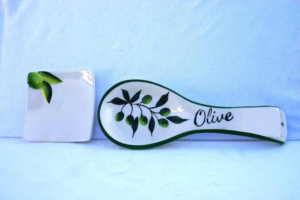 PIATTINO CERAMICA QUADRATO OLIVE 