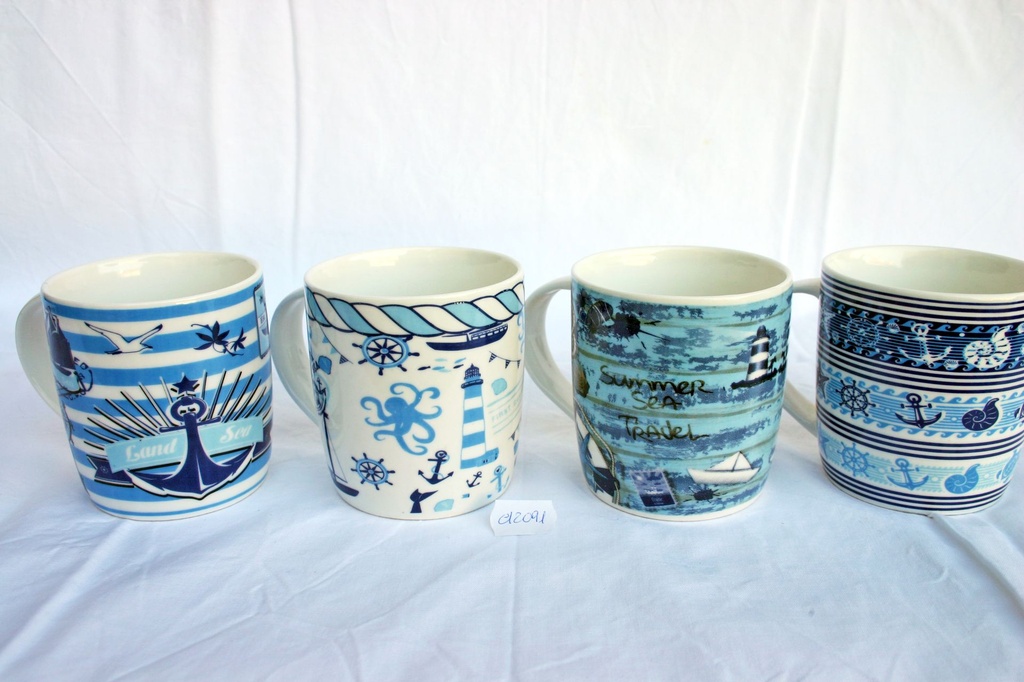 TAZZE CERAMICA DECORI MARINARI 4 MOD ASS 