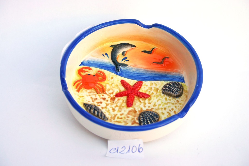 POSACENERE CERAMICA TONDO SOGG MARINI 