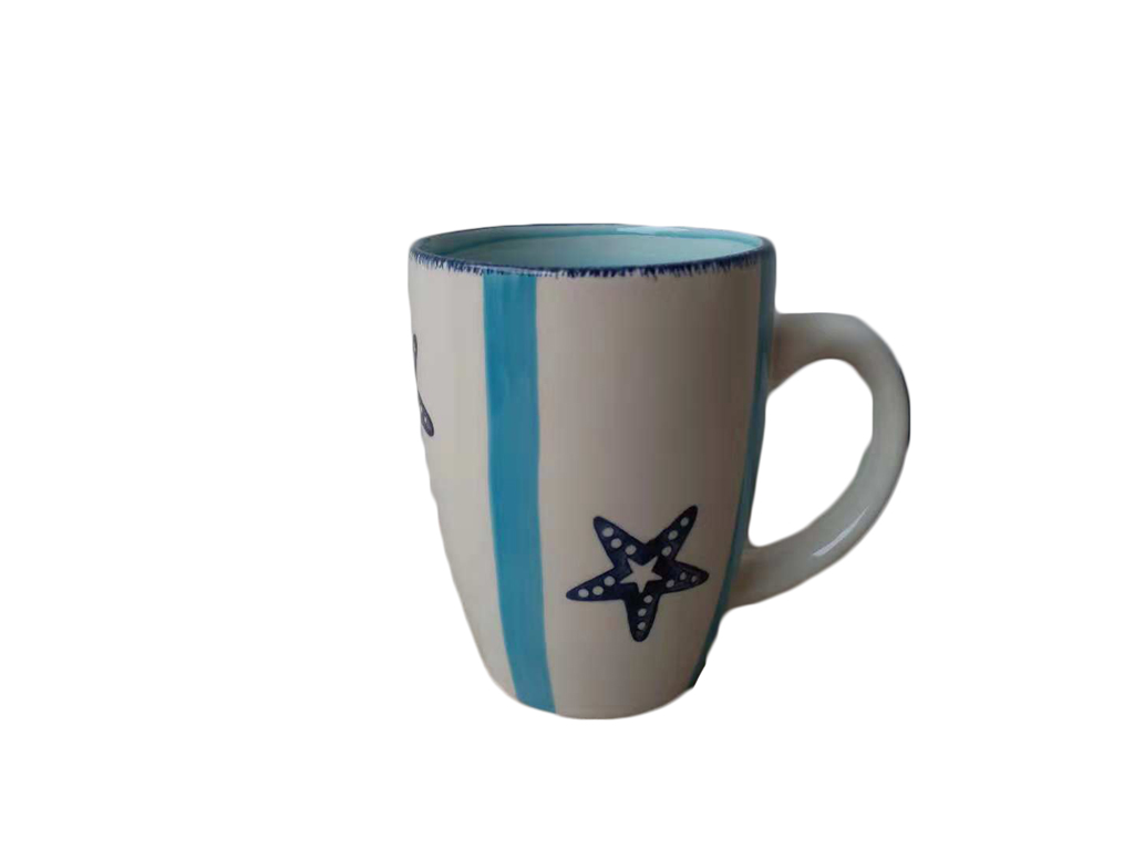 TAZZA CERAMICA BIANCA E BLU STELLA 