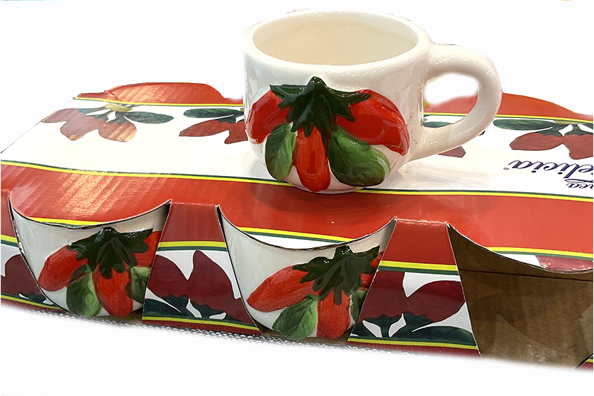 TAZZINE DA CAFFE' CERAMICA PEPERONCINO 6 PZ/BOX 