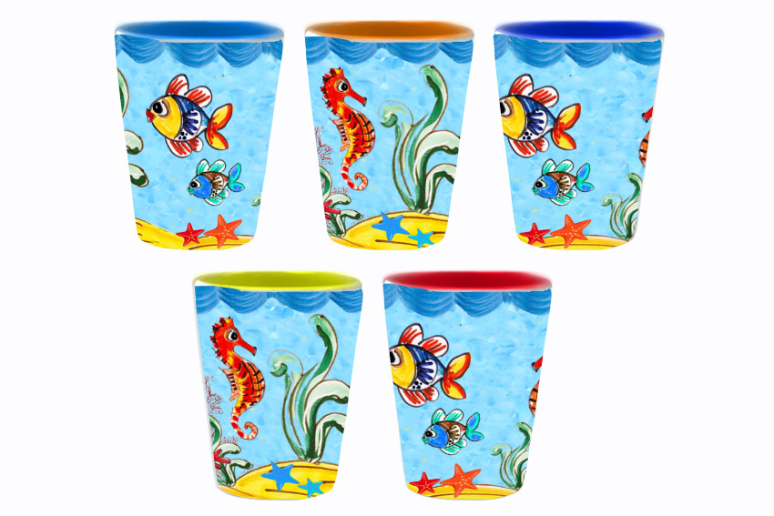 BICCHIERINO CERAMICA C/5 COL ASS 