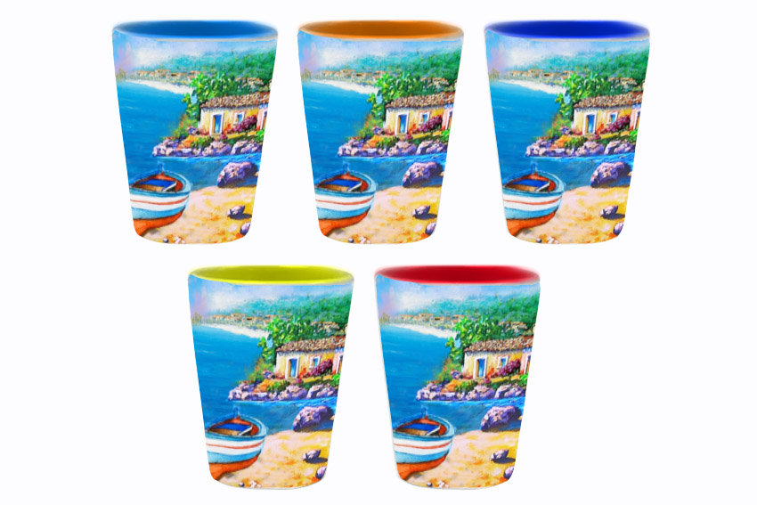 BICCHIERINO CERAMICA C/5 COL ASS 