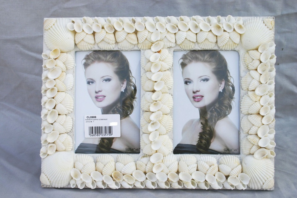 PORTAFOTO DOPPIO C/CONCHIGLIE 22x30 CM 