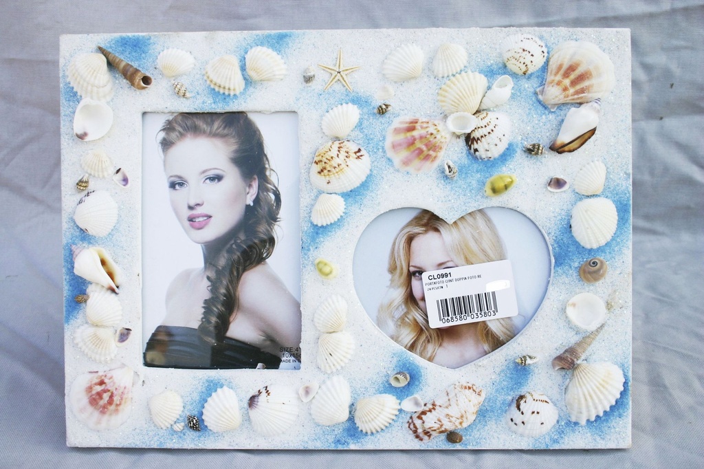 PORTAFOTO C/INT DOPPIA FOTO RET+CUORE C/CONC 22x30 