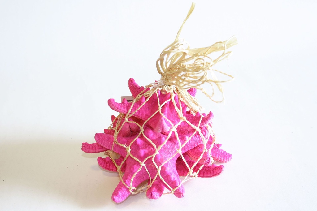RETE CORDA C/RAFFIA+5 STELLE LONG FUXIA 16*14 