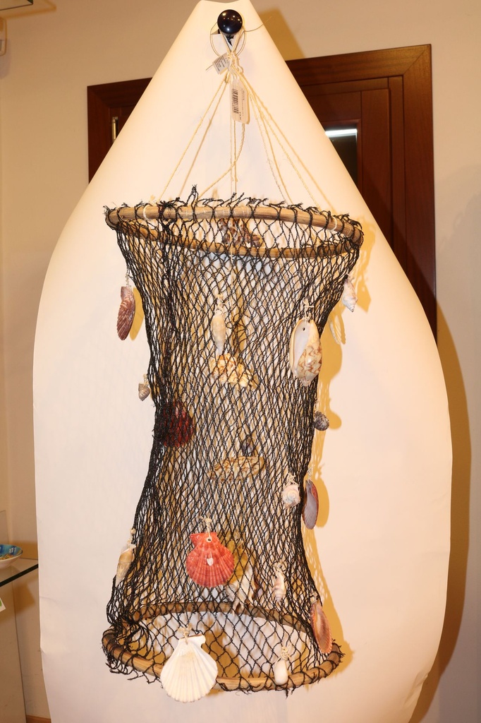 RETE DA PESCA NASSA RETE NERA C/2 LAMBIS E CONCH H CM 75