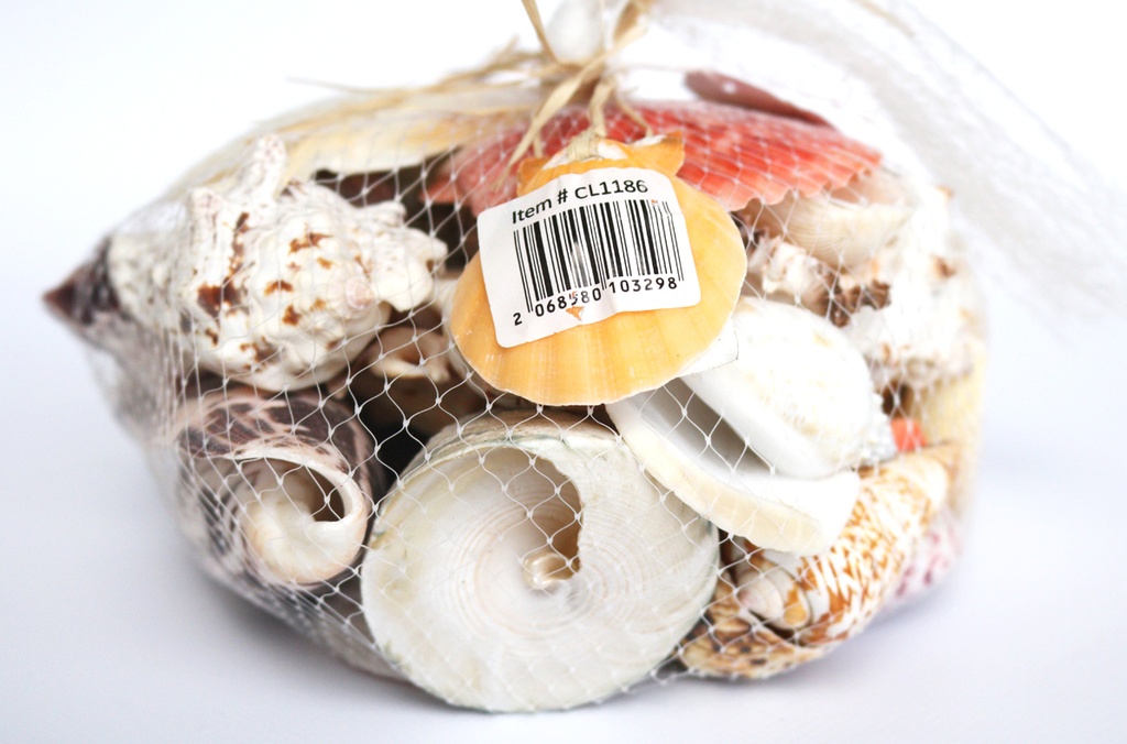 SACCHETTO NYLON C/CONCH/RAFFIA/LEGNETTI GR 1000 