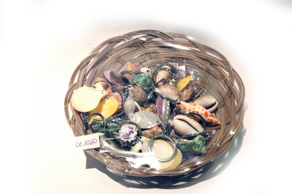 CESTINO BAMBOO C/50 PORTACHIAVI IN CONCHIGLIA 