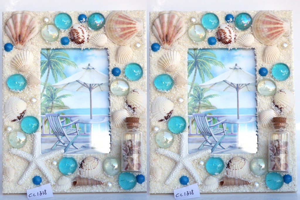 PORTAFOTO CONCHIGLIA C/BOTT SABBIA CM 15*19 CM 