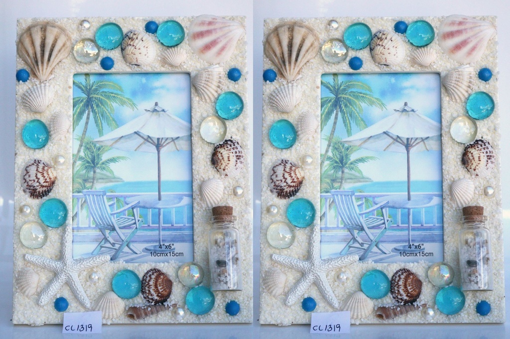 PORTAFOTO CONCHIGLIA C/BOTT SABBIA CM 16*22 CM 