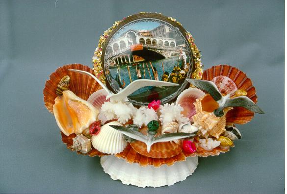 VEDUTA c/GABBIANI PIC. SU B/CAPPASANTA cm 18 