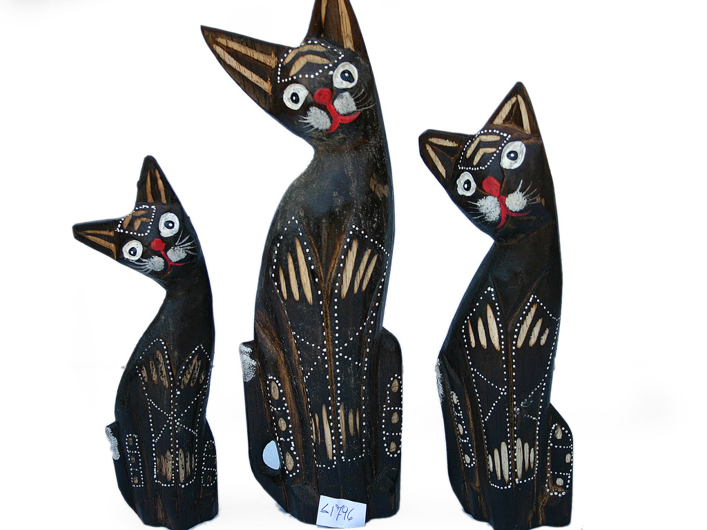 SET GATTO LEGNO MOD.ASS. 15-20-25 cm. 